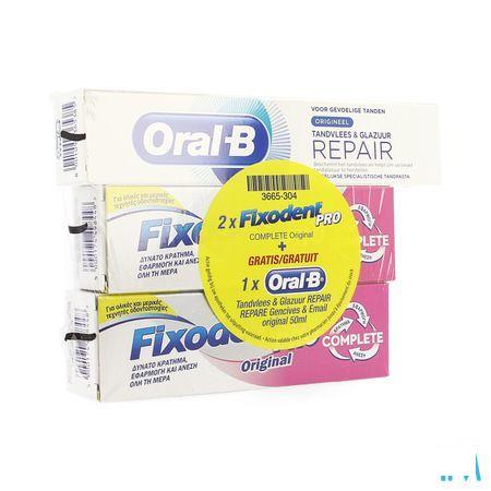 Fixodent Pro Compl.Orig 2X47Gr + Oral-Brepair 50ml