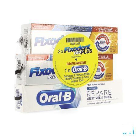 Fixodent Pro Plus Duo Act 2X40Gr +Oral-Brepair50ml
