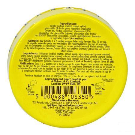 Bach Rescue Pastilles Cassis Sans Sucre 50 gr
