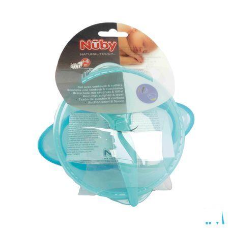 Nuby Kom Met Zuignap & Lepel Blauw  -  New Valmar