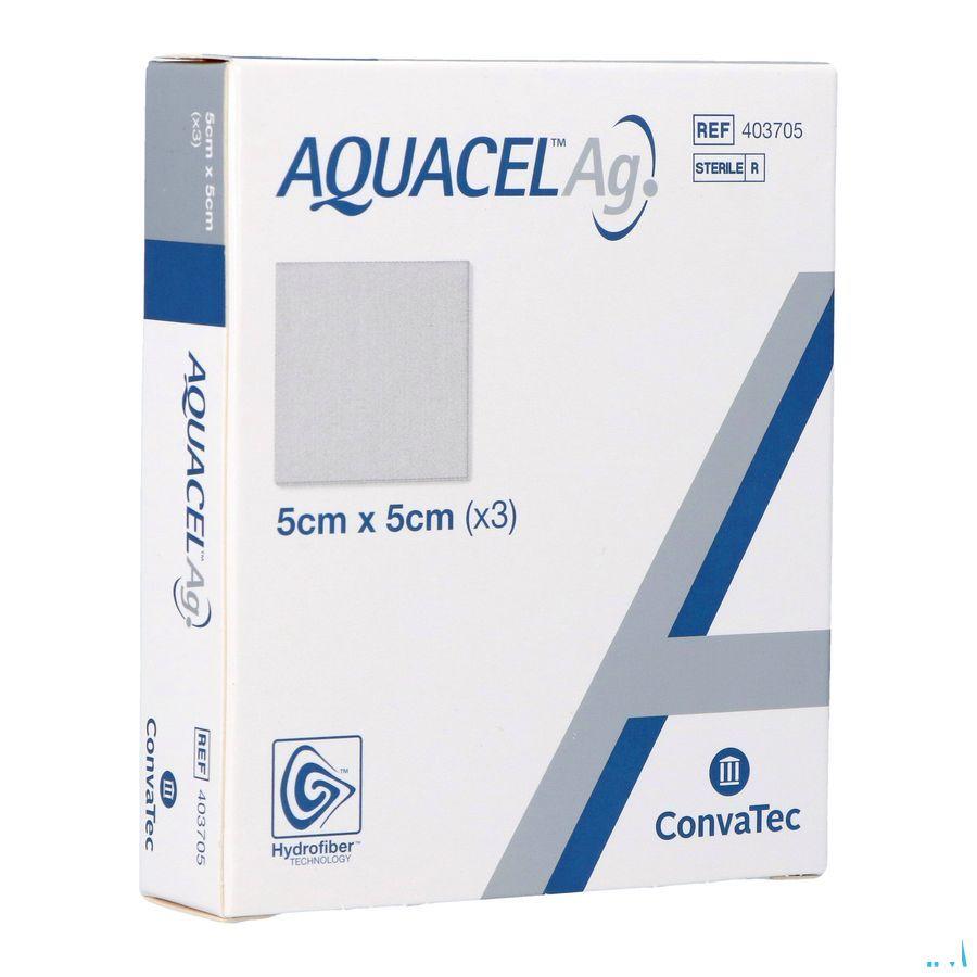 Aquacel Ag Pansement Hydrofiber Ster 5x 5cm 3 403705  -  Convatec