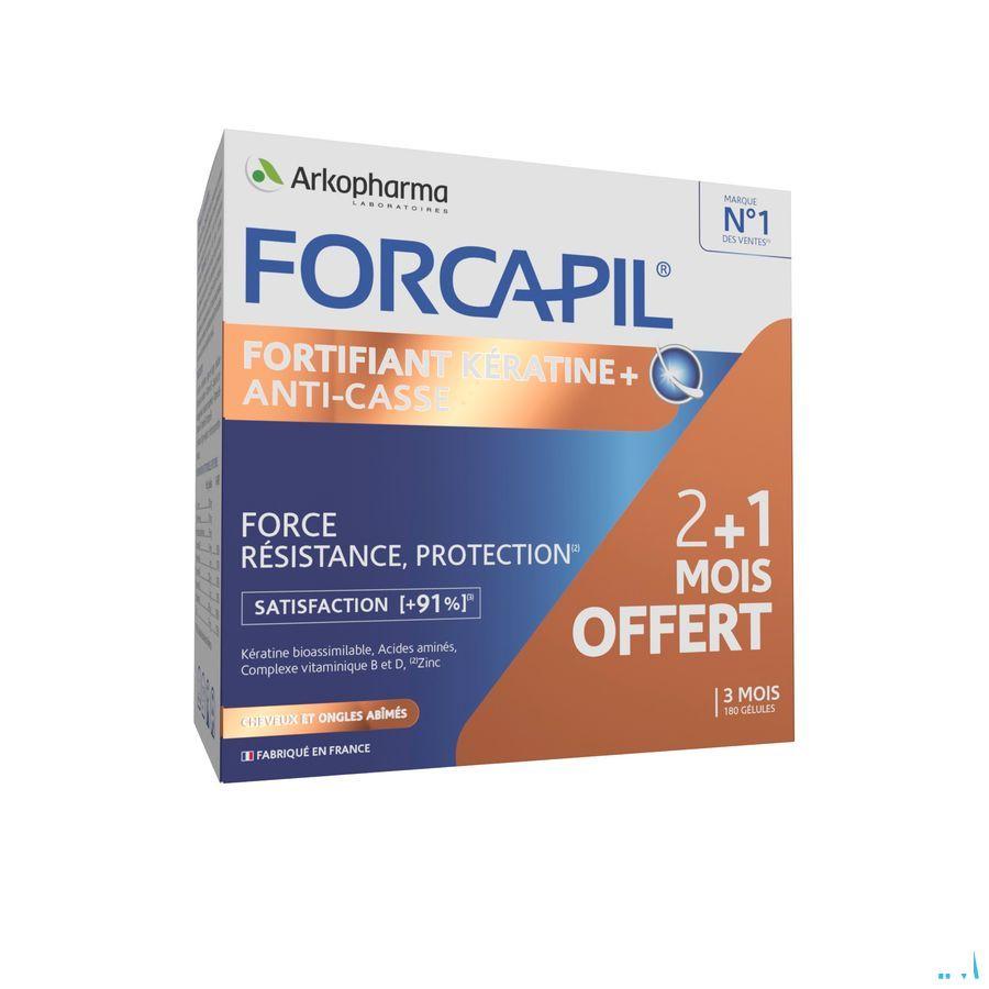 Forcapil Keratine+ Lot Caps 180  -  Arkopharma