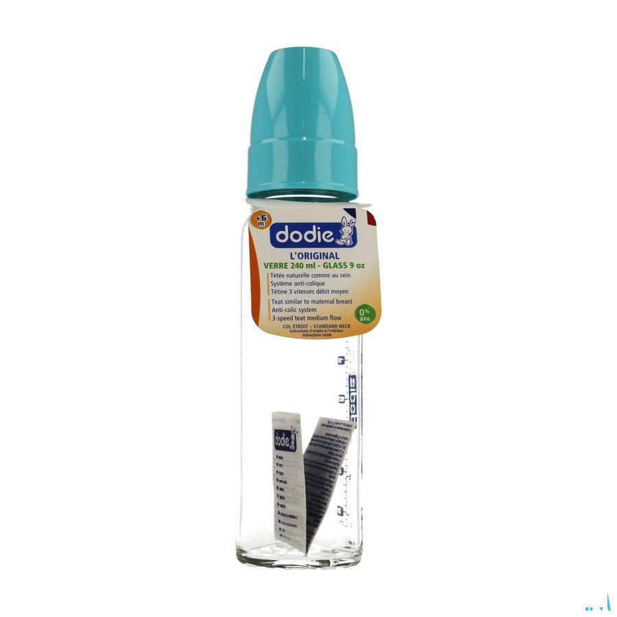 Dodie Zuigfles Glas Blue Lagoon 2lft 240 ml