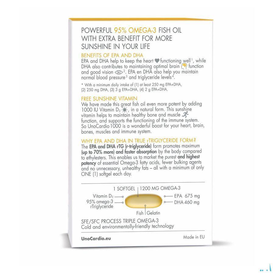 Unocardio 1000 + Vit D 1000 Softgels 60
