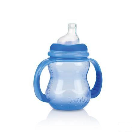 Nuby Trainingsfles Met Antilektuit - 240 ml - 6m +   -  New Valmar