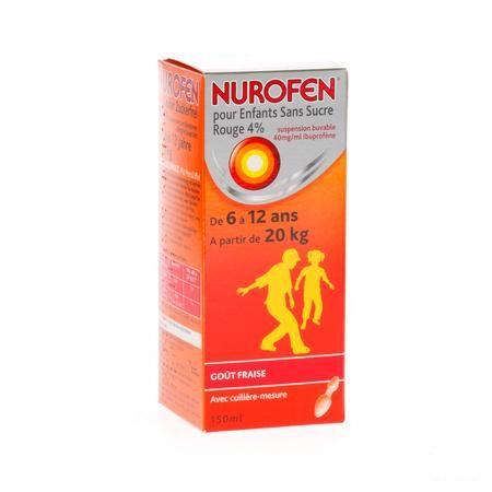 Nurofen Kind Suikervrij 4% Aardbei Orale Suspensie 150 ml