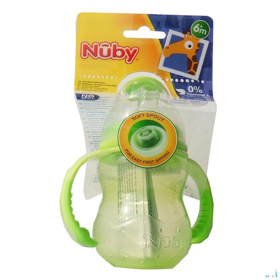 Nuby Trainingsfles Met Antilektuit - 240 ml - 6m +   -  New Valmar