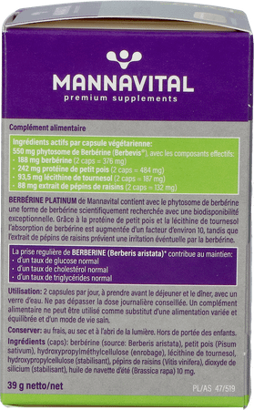 Mannavital Berberine Platinum V caps 60  -  Mannavita