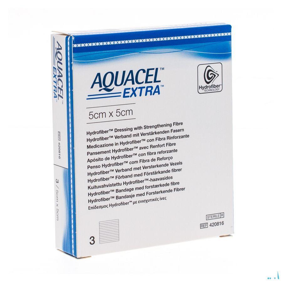 Aquacel Extra Pansement Hydrofiber + renf.fibr. 5x 5cm 3  -  Convatec