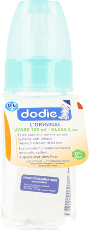 Dodie Biberon Verre Vert Anis 1age 120 ml