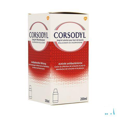 Corsodyl 2 mg/ml Solution Bain Bouche 200 ml