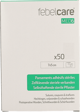 Febelcare Med6 Pansem. Adhesifs Steril. 7x5cm 50pc