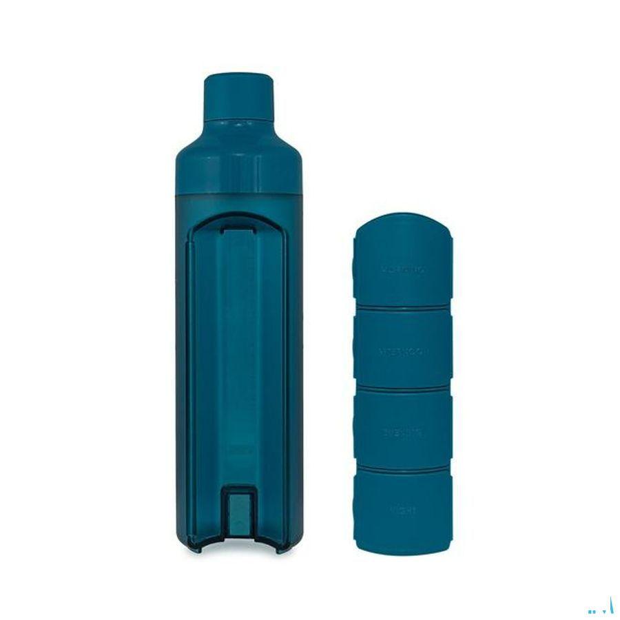Yos Water Bottle & Pill Box Daily Bold Blue