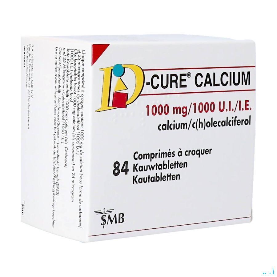 D Cure Calcium 1000 mg/1000UI Kauwtabletten 84