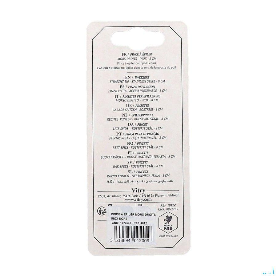 Vitry Prestige Pince Epiler Droit Inox 4012  -  Vitry
