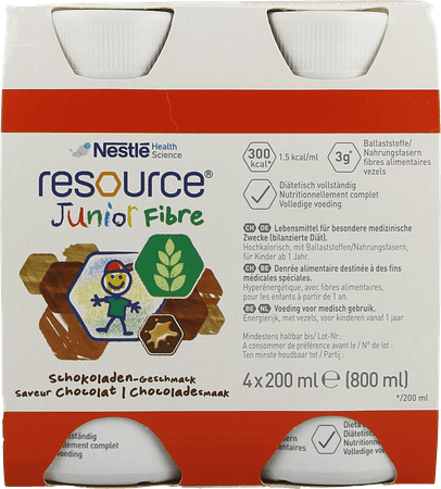 Resource Junior Fibre Chocolade 4x200 ml  -  Nestle