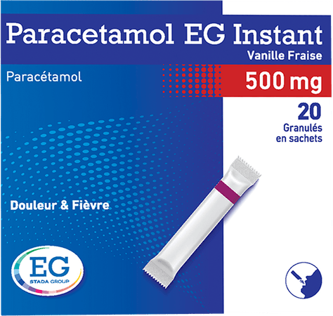 Paracetamol Eg Inst.500 mg Vanil-Aardbei Zakje 20  -  EG