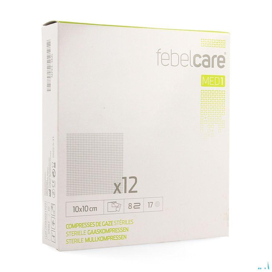 Febelcare Gaaskompres Steriel 10,0x10,0cm 12x1