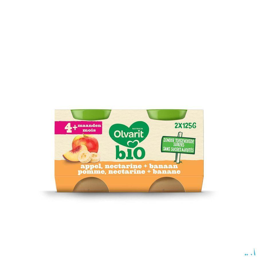 Olvarit Bio Pomme Nectarine Banane 4M 2X125G  -  Nutricia