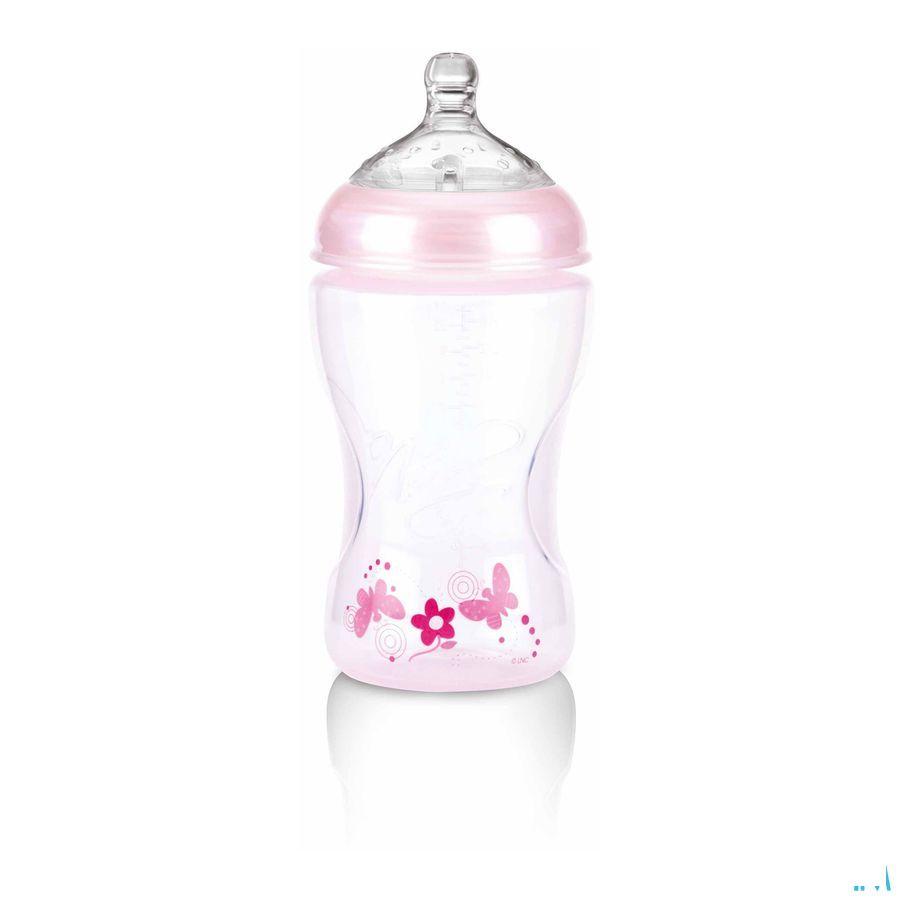 Nuby Nt Biberon Rose 330 ml En Pp Avec Tetine à Debit Moyen  -  New Valmar