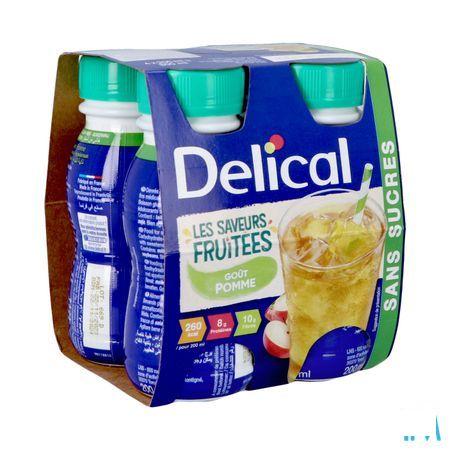 Delical Fruitdrink Z/Suiker Appel 4 x 200 ml