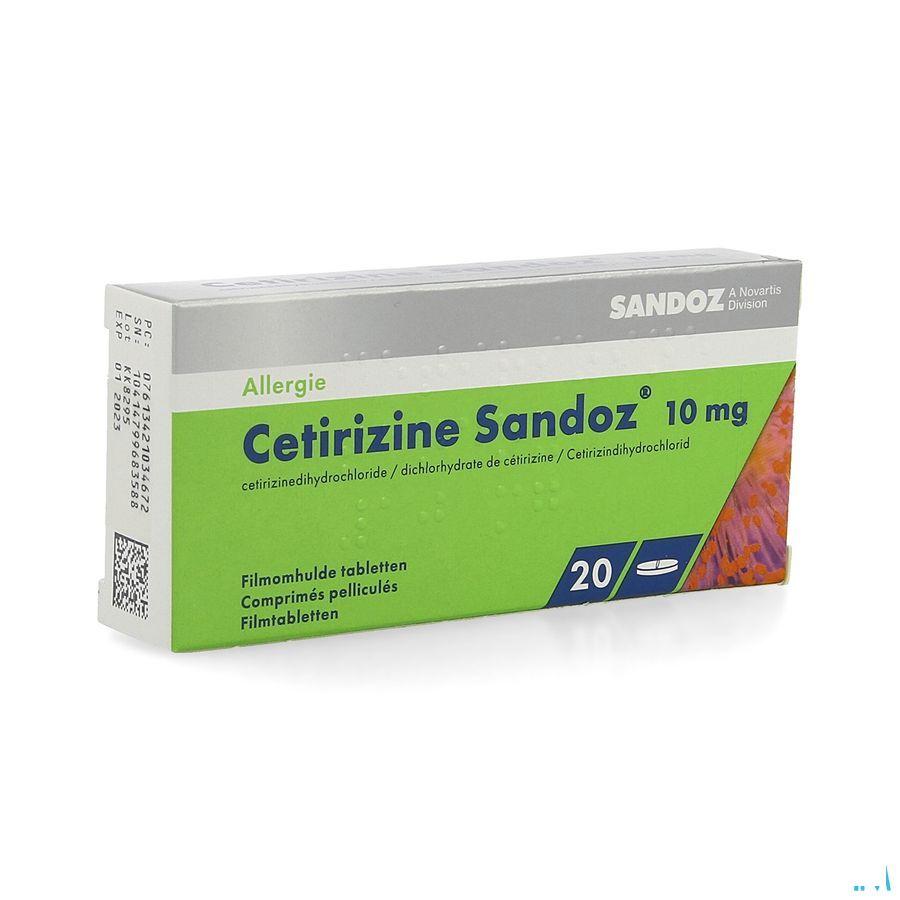 Cetirizine Sandoz Comprimes 20 X 10 mg 