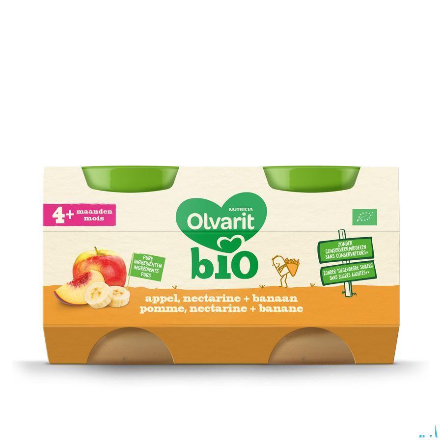 Olvarit Bio Pomme Nectarine Banane 4M 2X125G  -  Nutricia