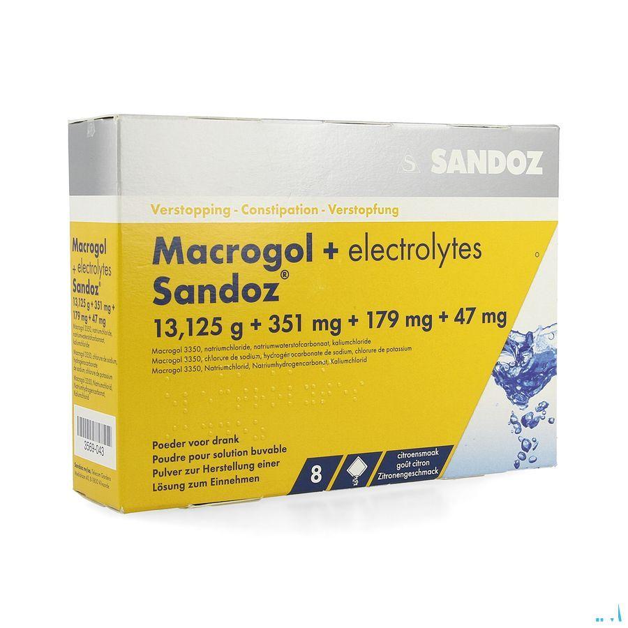 Macrogol + Electr Sandoz Pulv Gout Citron Sachets 8 