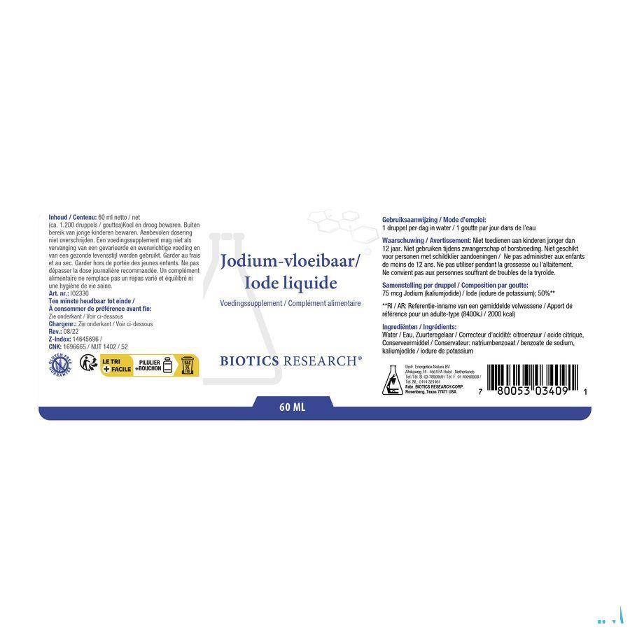 Biotics Jodium-vloeibaar 60 ml  -  Energetica Natura
