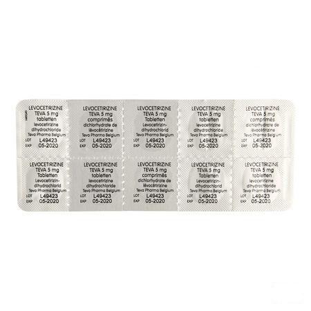 Levocetirizine Teva 5 mg Comprimes Pellicules 100 X 5 mg 