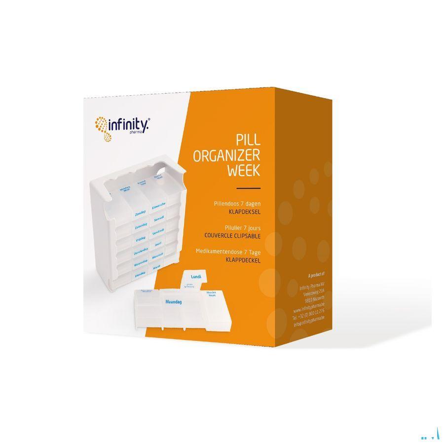 Pill Organizer Semaine Couvercle Clapet  -  Infinity Pharma