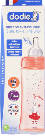 Dodie Biberon Iniiation + Tet. Debit 3 Rose 330 ml