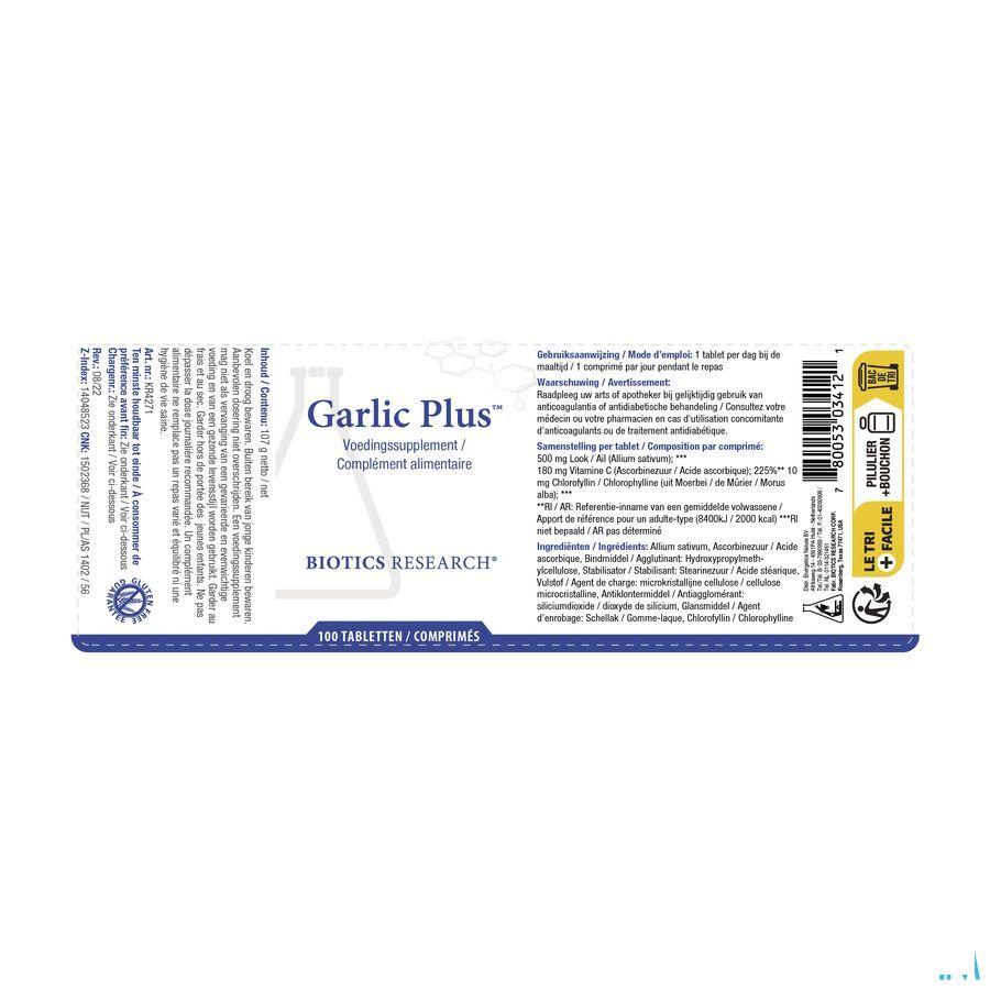 Biotics Garlic Plus 100 comprimés  -  Energetica Natura