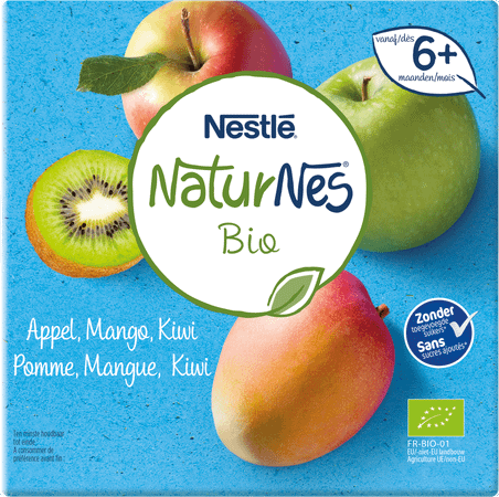 Naturnes Appel Mango Kiwi Pot 4x90 gr  -  Nestle