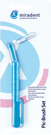 Miradent Pic-brush Manche Bleu + brosette  -  Eureka Pharma