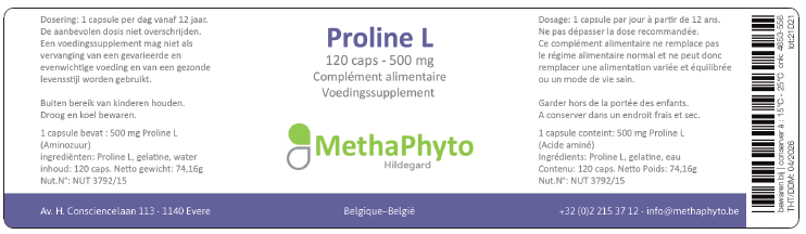 Proline L 500 mg 120 Capsule Hildegard  -  Methaphyto