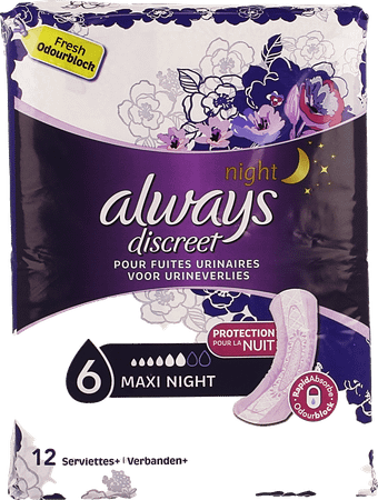 Always Discreet Incontinence Pads Maxi Night Spx12
