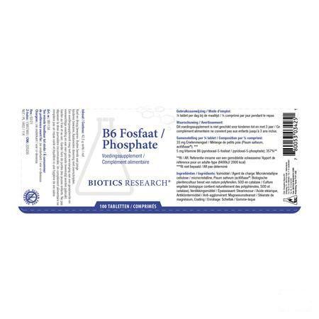 Biotics B6 Fosfaat 100 tabletten  -  Energetica Natura