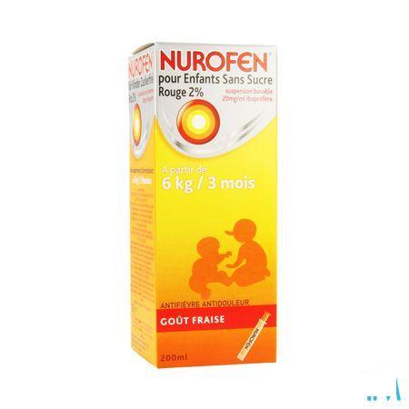 Nurofen Kind Suikervrij Aardbei 2 % 200 ml