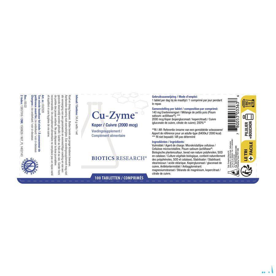 Biotics Cu-Zyme 2mg 100 tabletten  -  Energetica Natura
