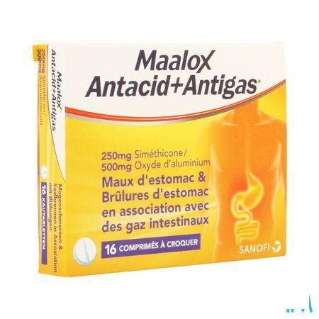Maalox Antacid + antigas 250 mg/500 mg Kauwtabletten 16