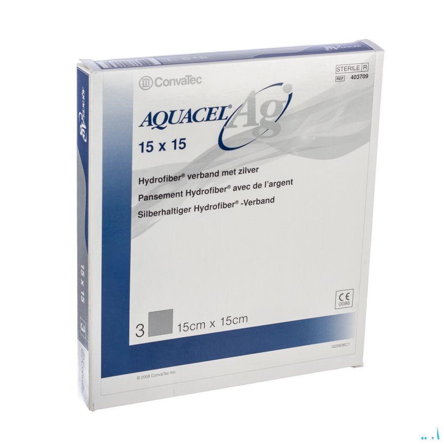 Aquacel Ag Pansement Hydrofiber Ster 15x15cm 3 403709  -  Convatec