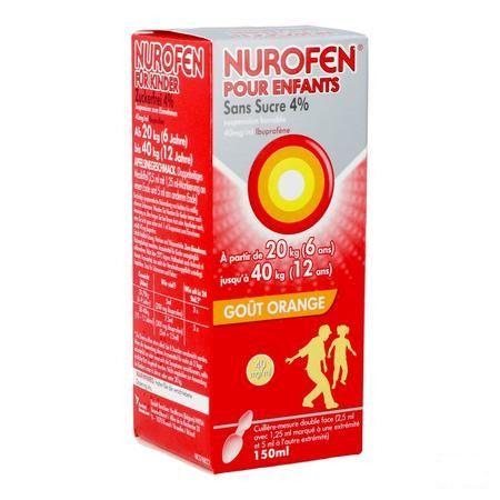 Nurofen Kind Sinaas 4% Suspensie Suikervrij 150 ml