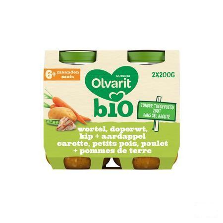 Olvarit Bio Wortel Erwtjes Kip Aardappel 6M 2X200G  -  Nutricia