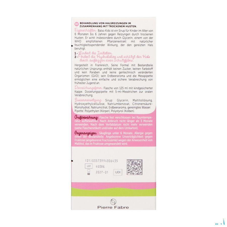 Balso Kids Hoestsiroop Z/Suiker 125ml + Pipet