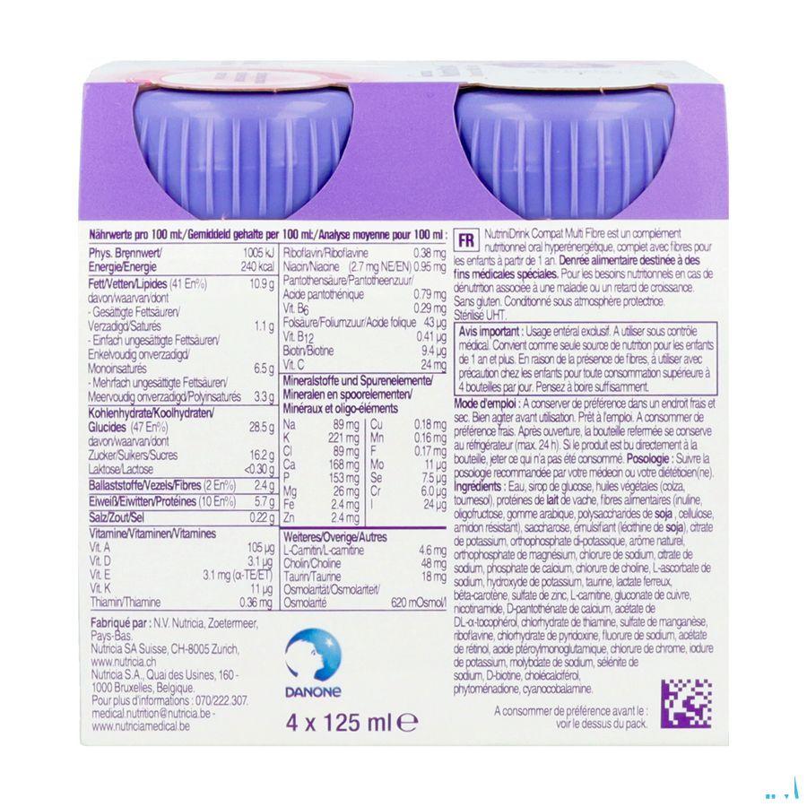 Nutrinidrink Compact Multi Fibre Aardbei 4x125 ml  -  Nutricia