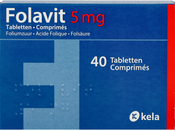 Folavit 5 mg Comp 40 X 5 mg  -  Kela Pharma