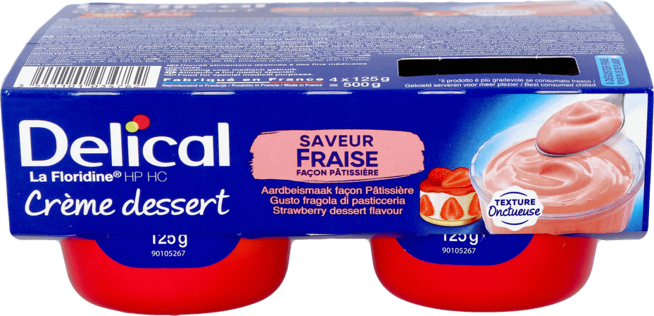 Delical Creme Dessert La Floridine Aardbei 4X125 g  -  Bs Nutrition