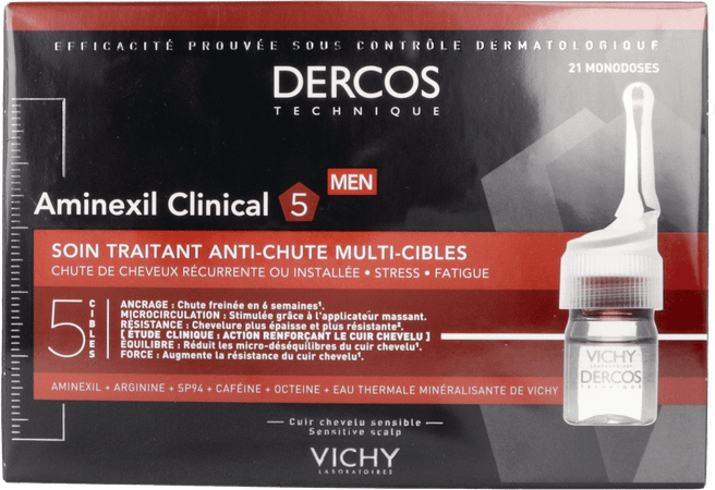 Vichy Dercos Aminexil Clinical 5 Men Ampoule 21x6 ml  -  Vichy