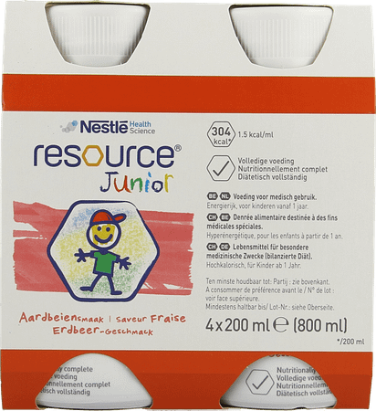 Resource Junior Aardbei 4x200 ml  -  Nestle